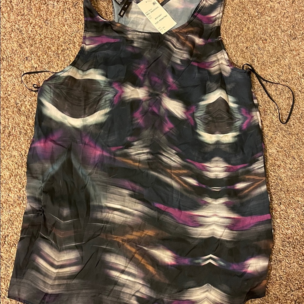 Mango Purple and Black Sleeveless Top
